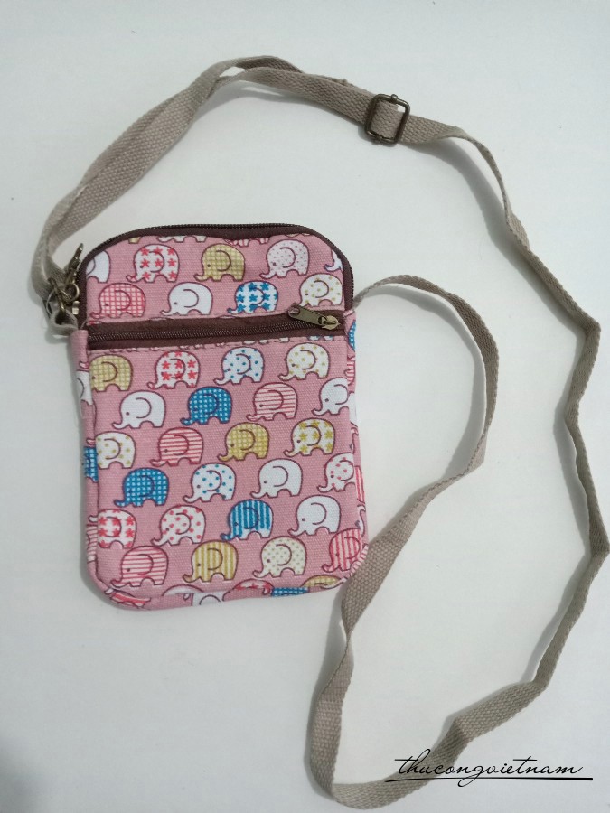 Túi handmade vải vintage 12*19*2cm- Voi con
